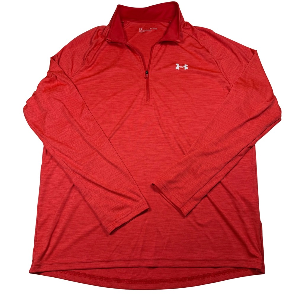 Under Armour Mens Tech 2.0 1/2 Zip Pullover Red Heather Long Sleeve XL 1345712